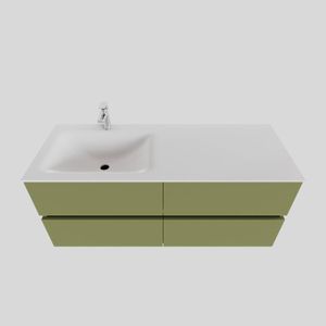 Badkamermeubel Solid Surface BWS Oslo 120x46 cm Links Mat Groen 4 Laden (met 1 kraangat)