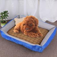 Hond bot patroon grote zachte warme kennel huisdier hond kat mat deken met rotan mat maat: M 70 × 50 × 15cm (lichtgrijs)