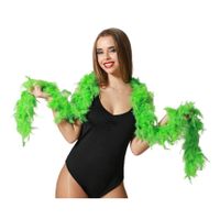 Atosa Carnaval verkleed boa met veren - neon groen - 180 cm - 45 gram - Glitter and Glamour   -