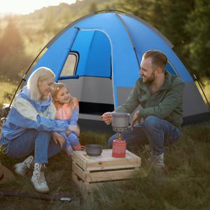 3-Persoons Kampeertent Lichtgewicht Buiten Koepeltent met Grondzeil Uitneembare Regengaas met Draagtas voor Wandelen 200x146x130 cm