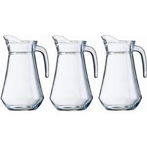 Schenkkan - 3x - 1 liter - transparant - 20 cm - glas - sapkan - waterkan - limonadekan