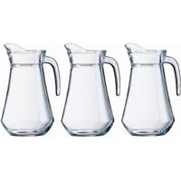 Schenkkan - 3x - 1 liter - transparant - 20 cm - glas - sapkan - waterkan - limonadekan - thumbnail