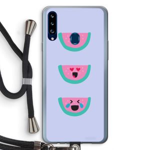 Smiley watermeloen: Samsung Galaxy A20s Transparant Hoesje met koord