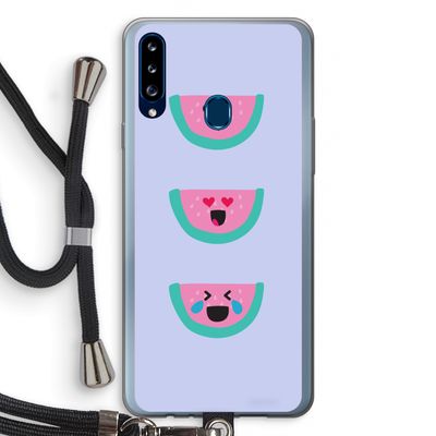 Smiley watermeloen: Samsung Galaxy A20s Transparant Hoesje met koord