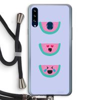Smiley watermeloen: Samsung Galaxy A20s Transparant Hoesje met koord