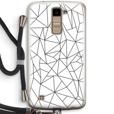 Geometrische lijnen zwart: LG K10 (2016) Transparant Hoesje met koord