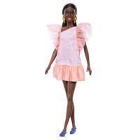 Mattel Barbie Fashionistas Pop - perzik-witte print, Blauwe hakken en paardenstaart pop - thumbnail