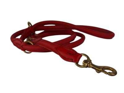 Leren politielijn rood, 220 cm, messing