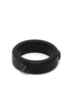 Philipp Plein bague à logo gravé - Noir