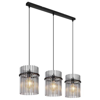 Globo Zwarte hanglampGorley met smoke glas 3-lichts - 15698-3H