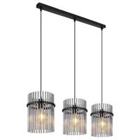 Globo Zwarte hanglampGorley met smoke glas 3-lichts - 15698-3H