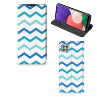 Samsung Galaxy A22 5G Hoesje met Magneet Zigzag Blauw - thumbnail