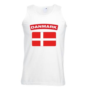 Singlet shirt/ tanktop Deense vlag wit heren