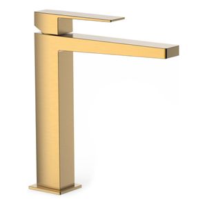 Wastafelkraan Tres Slim | Opbouw | Mengkraan | Hoog model | 1-hendel | Vierkant | 24k Goud mat