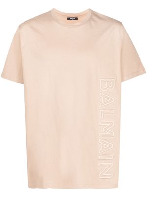 Balmain t-shirt en coton à logo embossé - Tons neutres