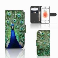 Apple iPhone 5 | 5s | SE | Telefoonhoesje | Met pasjeshouder | Pauw