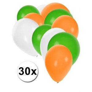 30x ballonnen groen wit oranje