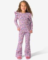 HEMA Kinderlegging Flared Fit Rib Bloemen Lavendel (lavendel)