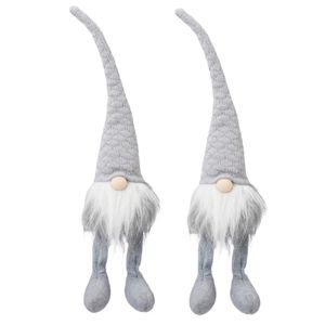 2x stuks pluche gnome/dwerg decoratie pop/knuffel grijs 50 x 12 cm