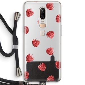 Framboosjes: OnePlus 6 Transparant Hoesje met koord