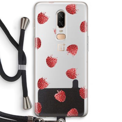 Framboosjes: OnePlus 6 Transparant Hoesje met koord