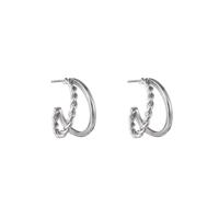 Go Dutch Label Dubbele Oorringen Half Gedraaid Zilver
