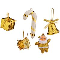 24x stuks kunststof kerstornamenten inclusief piek goud voor een mini kerstboom   -