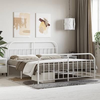 Bedframe met hoofd- en voeteneinde metaal wit 180x200 cm