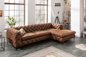 Chesterfield hoekbank MODERN BAROK 275cm antiek bruin 3-zits - 40667