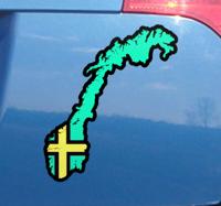 Auto bumper sticker blauwe kaart van noorwegen met vlag