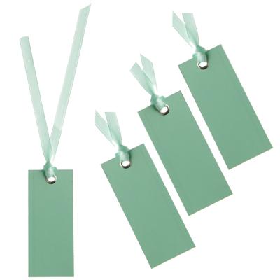 Santex Cadeaulabels met lintje - set 48x stuks - mint groen - 3 x 7 cm - naam tags