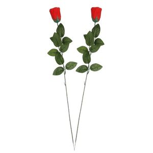 2x Nep planten rode Rosa roos kunstbloemen 60 cm decoratie   -