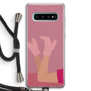 Pink boots: Samsung Galaxy S10 Plus Transparant Hoesje met koord