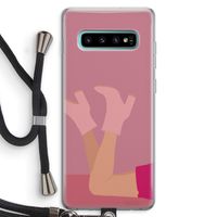 Pink boots: Samsung Galaxy S10 Plus Transparant Hoesje met koord