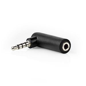 Stereo-Audioadapter | 3,5 mm Male - 3,5 mm Female | 90° Gehoekt | 4-Polig | Zwart