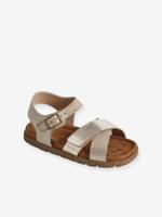 Open leren sandalen voor kinderen, VERTBAUDET-collectie. goud