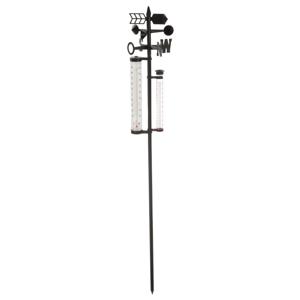 Cepewa tuin regenmeter/weerstation - op stok - 150 cm - metaal - thermometer/windrichting/neerslag   -