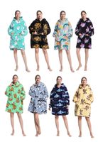 Animalprint deken met capuchon - fleece poncho-hondjes