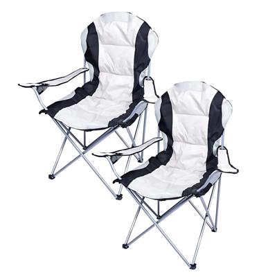 Gerimport camping klapstoel Madrid - 2x - Wit/Zwart - L90 x B56 x H105 cm