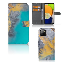 Samsung Galaxy A03 Bookcase Marble Blue Gold - thumbnail