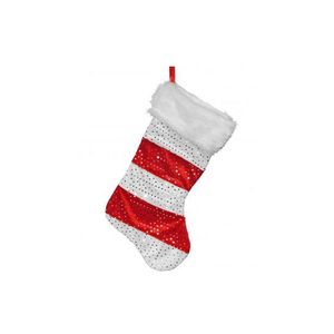 Kerstsok rood met wit 43 cm