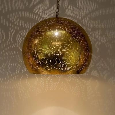 Hanglamp metaal filigrain &apos;Marlo&apos; oosterse hanglamp stijl open vintage goud 400mm