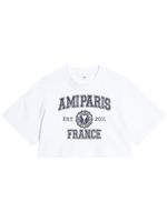 AMI Paris t-shirt crop à logo imprimé - Blanc - thumbnail