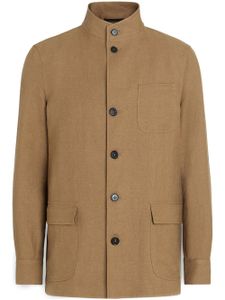 Zegna blazer en laine mélangée - Marron