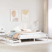 Bedframe zonder matras massief grenenhout wit 200x200 cm