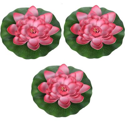 Drijvende waterlelie - 3x - rood - kunststof - 26 cm