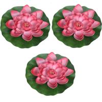 Drijvende waterlelie - 3x - rood - kunststof - 26 cm