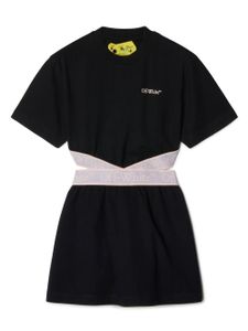 Off-White Kids robe Bookish en coton à bande logo - Noir