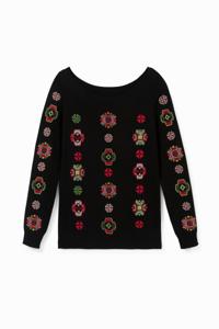 Trui met geometrische mandala's - BLACK - XL