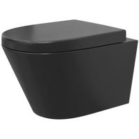 Wiesbaden Stereo Wandcloset Rimless met Vesta Toiletzitting - Softclose en Quick Release - Mat Zwart